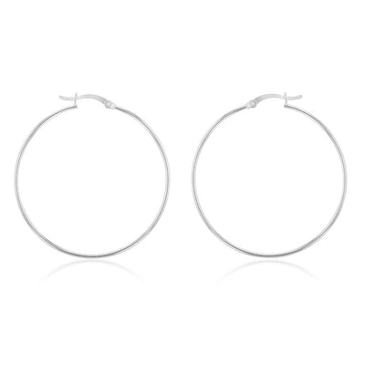 Sterling Silver Plain 40mm Hoop Earrings