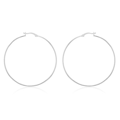Sterling Silver Plain 50mm Hoop Earrings
