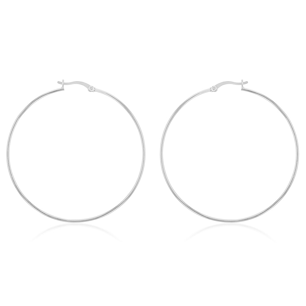 Sterling Silver Plain 60mm Hoop Earrings