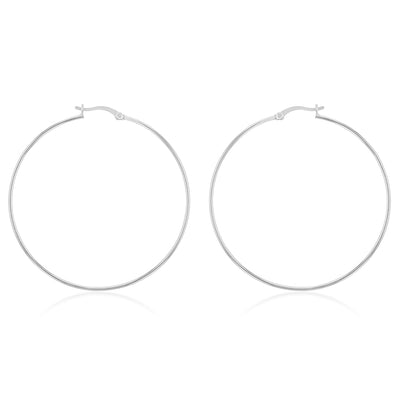 Sterling Silver Plain 60mm Hoop Earrings