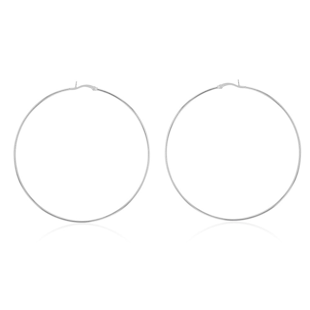 Sterling Silver Plain 70mm Hoop Earrings
