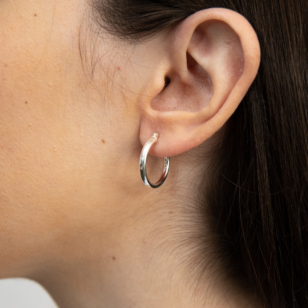 Sterling Silver Plain 20mm Hoop Earrings