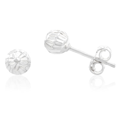 Sterling Silver Diamond Cut 5mm Ball Studs Earrrings