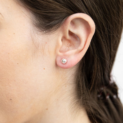 Sterling Silver Diamond Cut 6mm Ball Stud Earrings