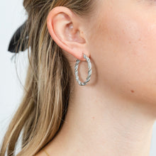 Load image into Gallery viewer, Sterling Silver Patterned Twisted Hoop Earrings