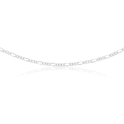 Sterling Silver 1:3 Fiagro 45cm Chain