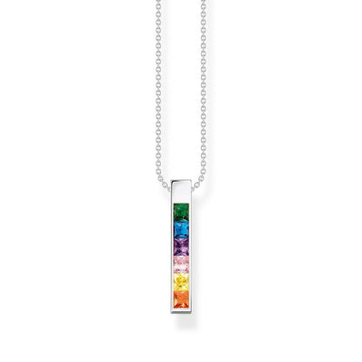 Thomas Sabo Sterling Silver Rainbow Engraved CZ Bar On 40-45cm Chain