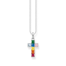 Load image into Gallery viewer, Thomas Sabo Sterling Silver Rainbow Heritage Cross On 40-45cm Chain