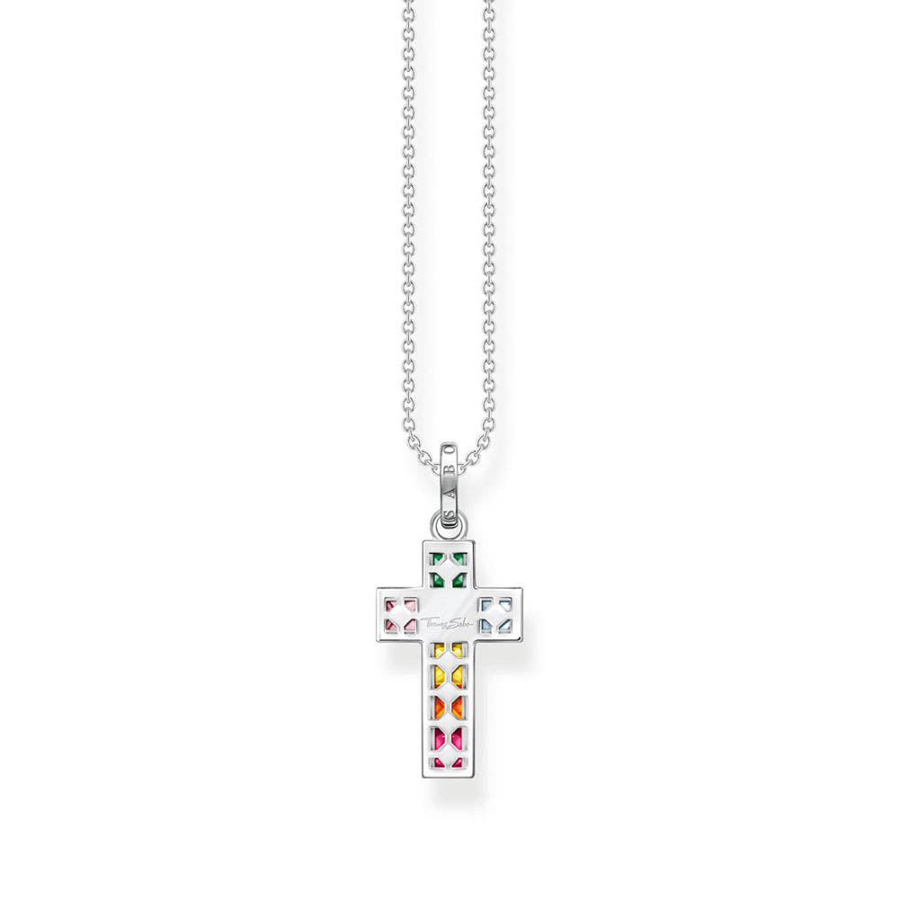 Thomas Sabo Sterling Silver Rainbow Heritage Cross On 40-45cm Chain