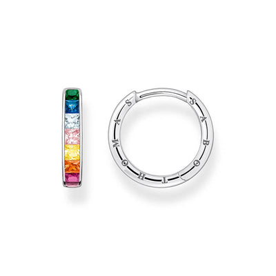 Thomas Sabo Sterling Silver Rainbow Heritage Baguette CZ Hoop Earrings