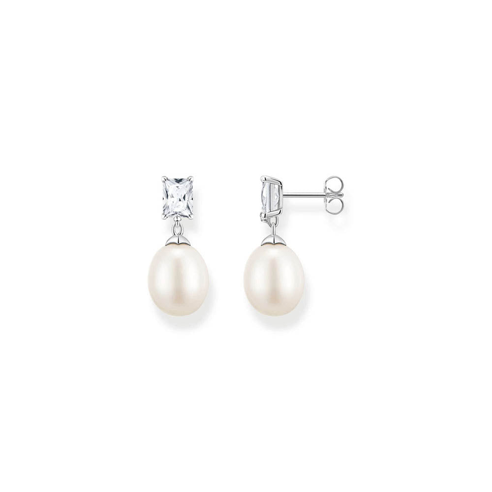 Thomas Sabo Sterling Silver Heritage Fresh Water Pearl And CZ Drop Earrings