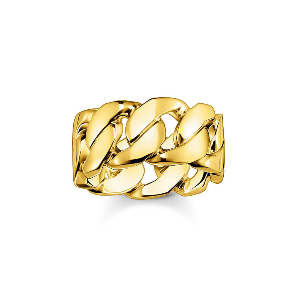 Thomas Sabo Rebel Sterling Silver Gold Plated Flat Curb Ring