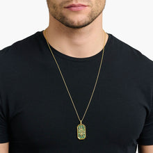 Load image into Gallery viewer, Thomas Sabo Sterling Silver Gold Plated Compass Malachite Dog Tag Pendant