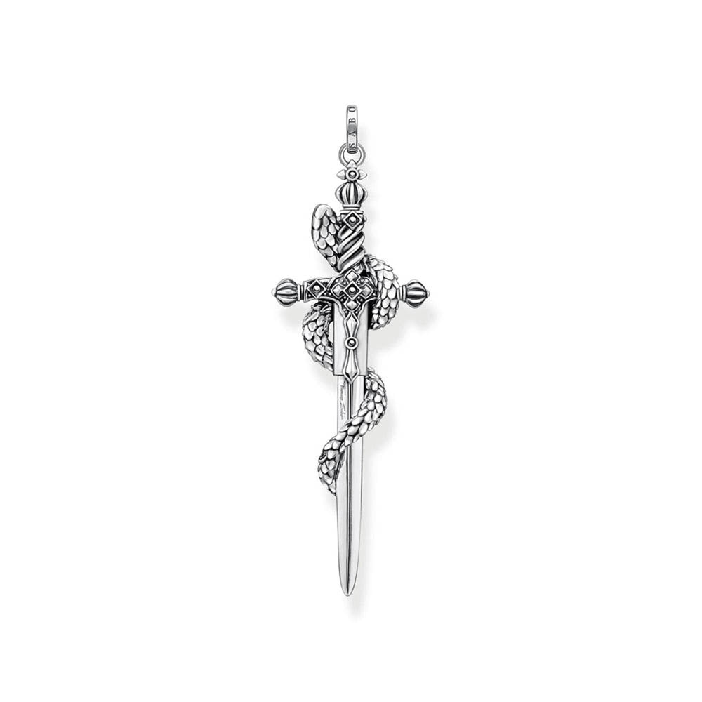 Thomas Sabo Rebel Sterling Silver Snake Black CZ Sword Pendant