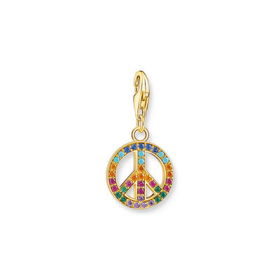 Thomas Sabo Sterling Silver Gold Plated Rainbow Peace Charm