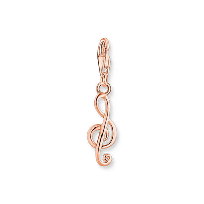 Thomas Sabo Sterling Silver Rose Gold Plated Charm Club Treble Clef Charm