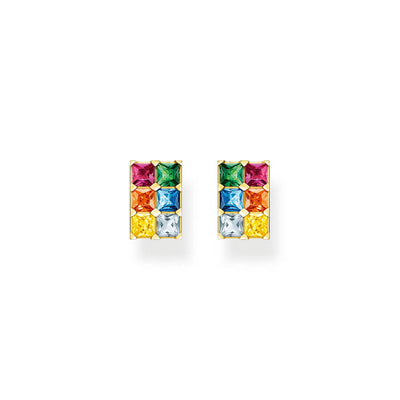 Thomas Sabo Sterling Silver Gold Plated Rainbow Heritage CZ Stud Earrings