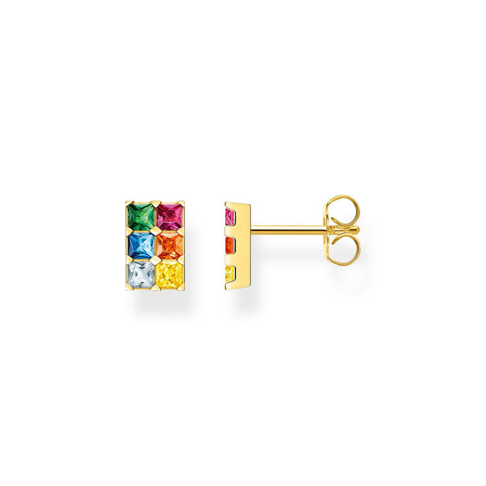 Thomas Sabo Sterling Silver Gold Plated Rainbow Heritage CZ Stud Earrings