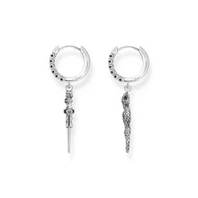 Load image into Gallery viewer, Thomas Sabo Sterling Silver Rebel Snake And Sword Black CZ Mismatch Earrings