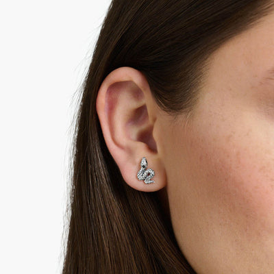 Thomas Sabo Sterling Silver Rebel Coiled Snake Black CZ Studs Earrings