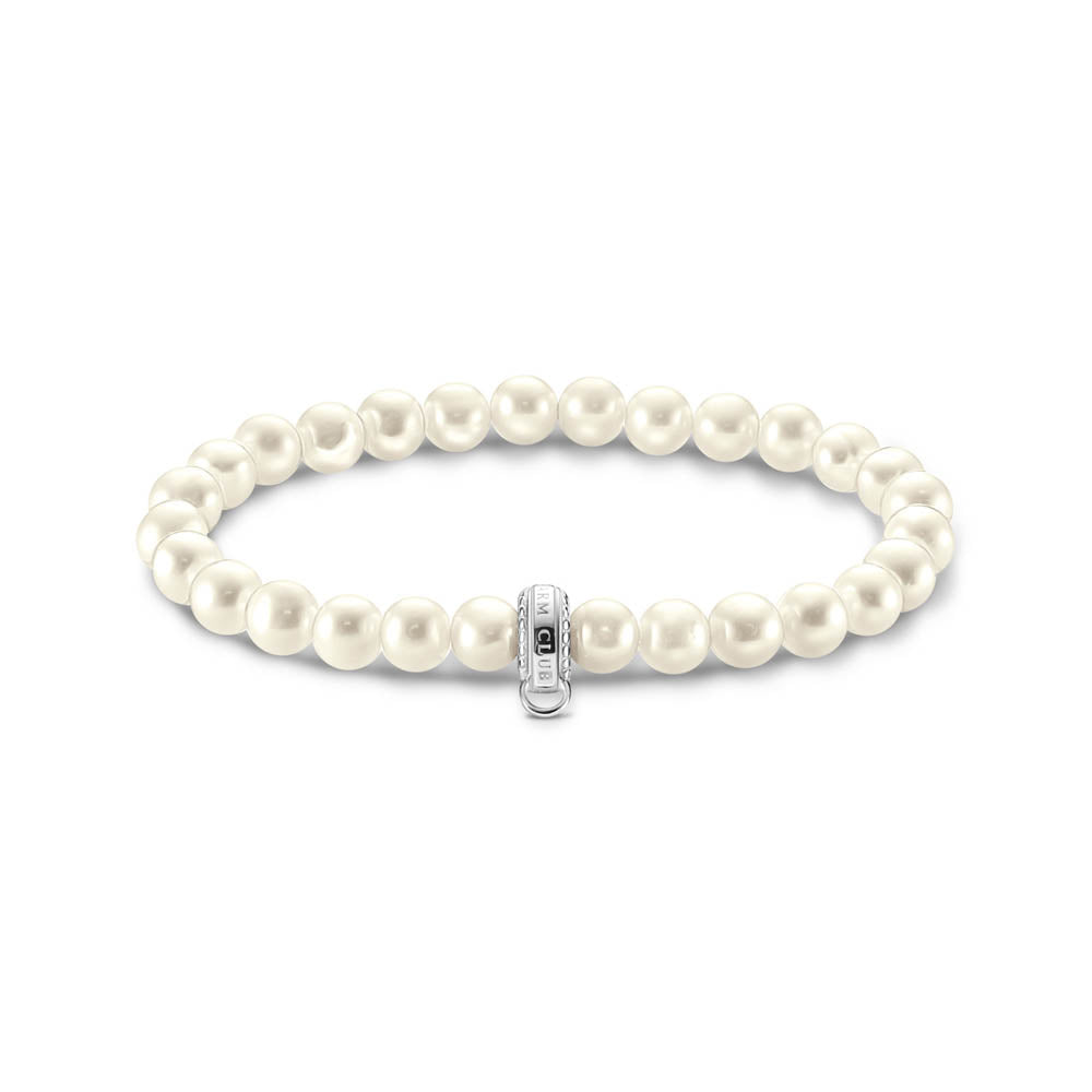 Thomas Sabo Sterling Silver Charm Club Fresh Water Pearl 17.5cm Bracelet