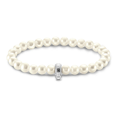 Thomas Sabo Sterling Silver Charm Club Fresh Water Pearl 15cm Bracelet