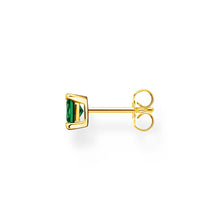Load image into Gallery viewer, Thomas Sabo Sterling Silver Gold Plated Charm Club Princess Green CZ Single Earring