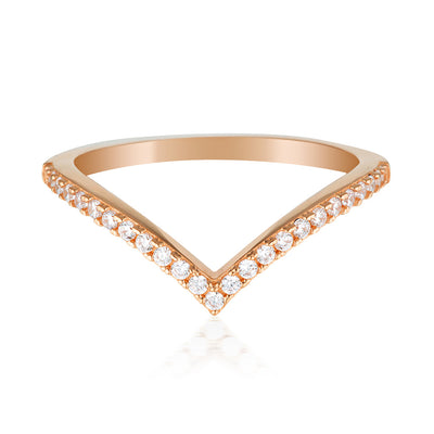 Georgini Sterling Silver Rose Gold Plated Rock Star V Ring