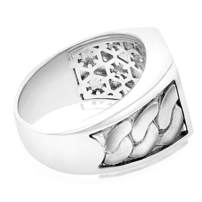 Sterling Silver Black Square Oynx Stone Fancy Rings