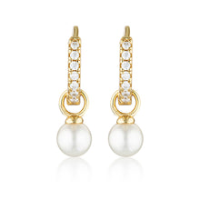 Load image into Gallery viewer, Georgini Red Carpet Gold Plated Sterling Silver Baby Pearl Hoop Earrings