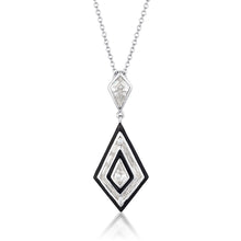 Load image into Gallery viewer, Georgini Reflections Sterling Silver With Black Enamel Art Deco Pendant With Chain