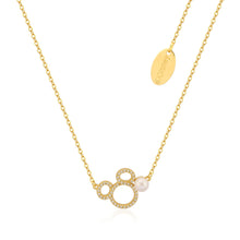 Load image into Gallery viewer, Disney Gold Plated Sterling Silver Mickey CZ Outline With Pearl Pendant On Chain