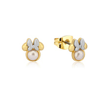 Load image into Gallery viewer, Disney Gold Plated Sterling Silver Minnie Mouse Pearl Stud Earrings