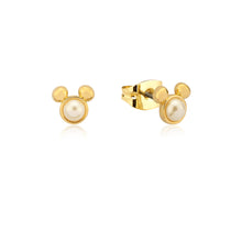 Load image into Gallery viewer, Disney Gold Plated Sterling Silver Mickey Mouse Pearl Stud Earrings