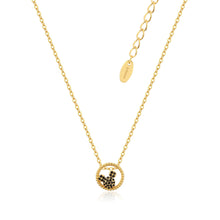Load image into Gallery viewer, Disney Gold Plated Sterling Silver Mickey Black CZ Medallion Pendant On Chain
