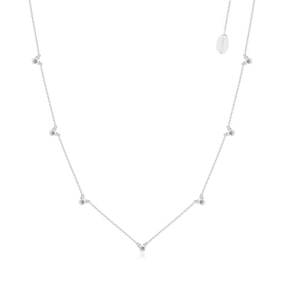 Disney Rhodium Plated Sterling Silver Mickey Mouse Repeat Cubic Zirconia Chain