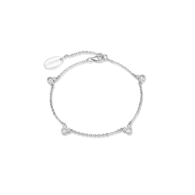 Disney Rhodium Plated Sterling Silver Mickey Mouse Repeat CZ 19cm Bracelet