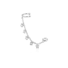 Load image into Gallery viewer, Disney Rhodium Plated Sterling Silver Mickey Mouse CZ EarCuff +Chain Stud Earrings