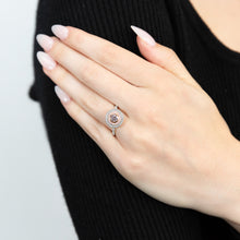 Load image into Gallery viewer, Sterling Silver Rhodium And Rose Gold Plated White And Pink CZ Round Ring