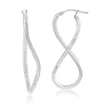 Load image into Gallery viewer, Sterling Silver Textured Infinity Hoop Earrings