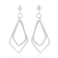 Load image into Gallery viewer, Sterling Silver Diamond Shape Abstract Drop Earrings