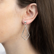 Load image into Gallery viewer, Sterling Silver Diamond Shape Abstract Drop Earrings