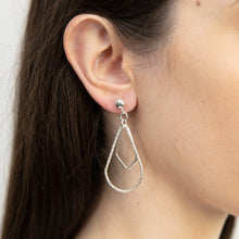 Load image into Gallery viewer, Sterling Silver Diamond And Patterned Drop Earrings