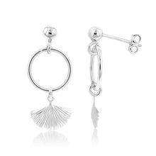 Load image into Gallery viewer, Sterling Silver Shell On Hoop Drop Earrings