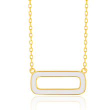 Load image into Gallery viewer, Sterling Silver Gold Plated White Enamel Rectangle Pendant On 45cm Chain