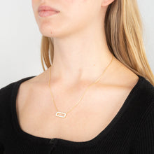 Load image into Gallery viewer, Sterling Silver Gold Plated White Enamel Rectangle Pendant On 45cm Chain
