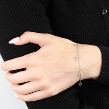 Load image into Gallery viewer, Sterling Silver Rhodium Plated Five Charm 19cm Bracelet