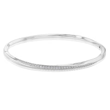 Load image into Gallery viewer, Sterling Silver Rhodium Plated Cubic Zirconia Twisted Hinged Bangle