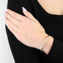 Load image into Gallery viewer, Sterling Silver Rhodium Plated Cubic Zirconia Twisted Hinged Bangle