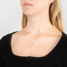 Load image into Gallery viewer, Sterling Silver Rhodium Plated Cubic Zirconia Script &quot;H &quot; Initial Pendant